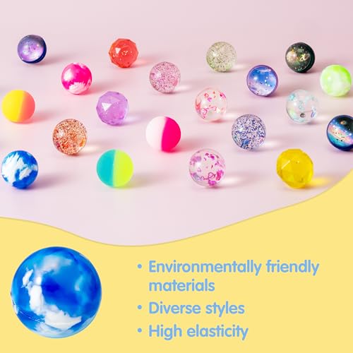 JOYIN 24-Pack Bouncy Balls - 6 Styles, 1.26 Inch Rubber Balls for Party Favors & Prizes
