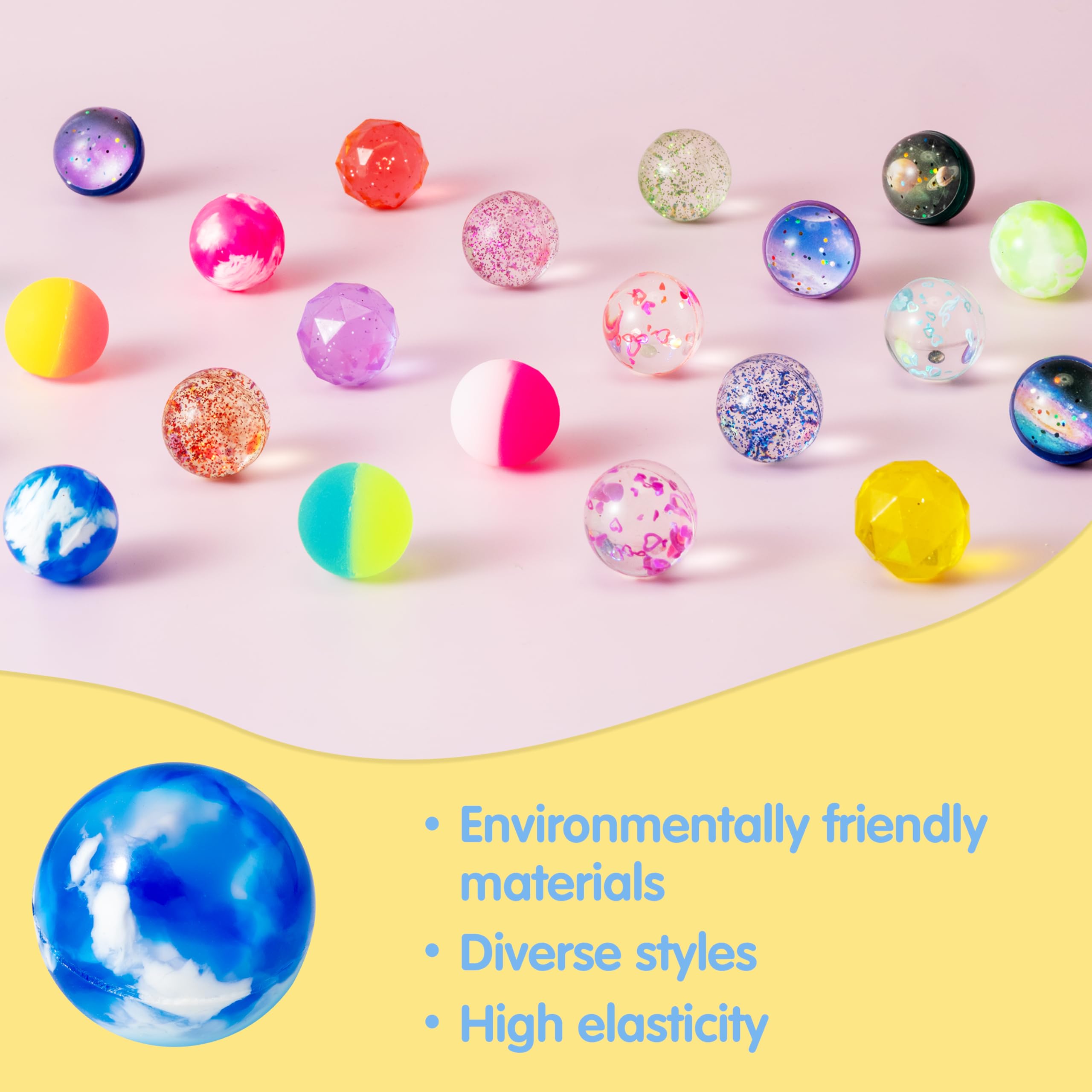 JOYIN 24-Pack Bouncy Balls - 6 Styles, 1.26 Inch Rubber Balls for Party Favors & Prizes