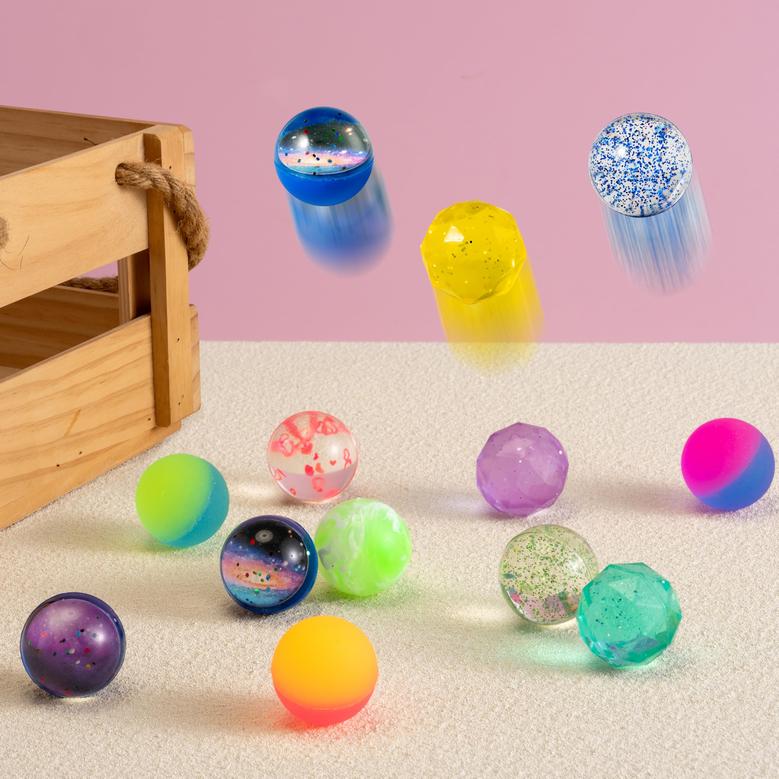JOYIN 24-Pack Bouncy Balls - 6 Styles, 1.26 Inch Rubber Balls for Party Favors & Prizes