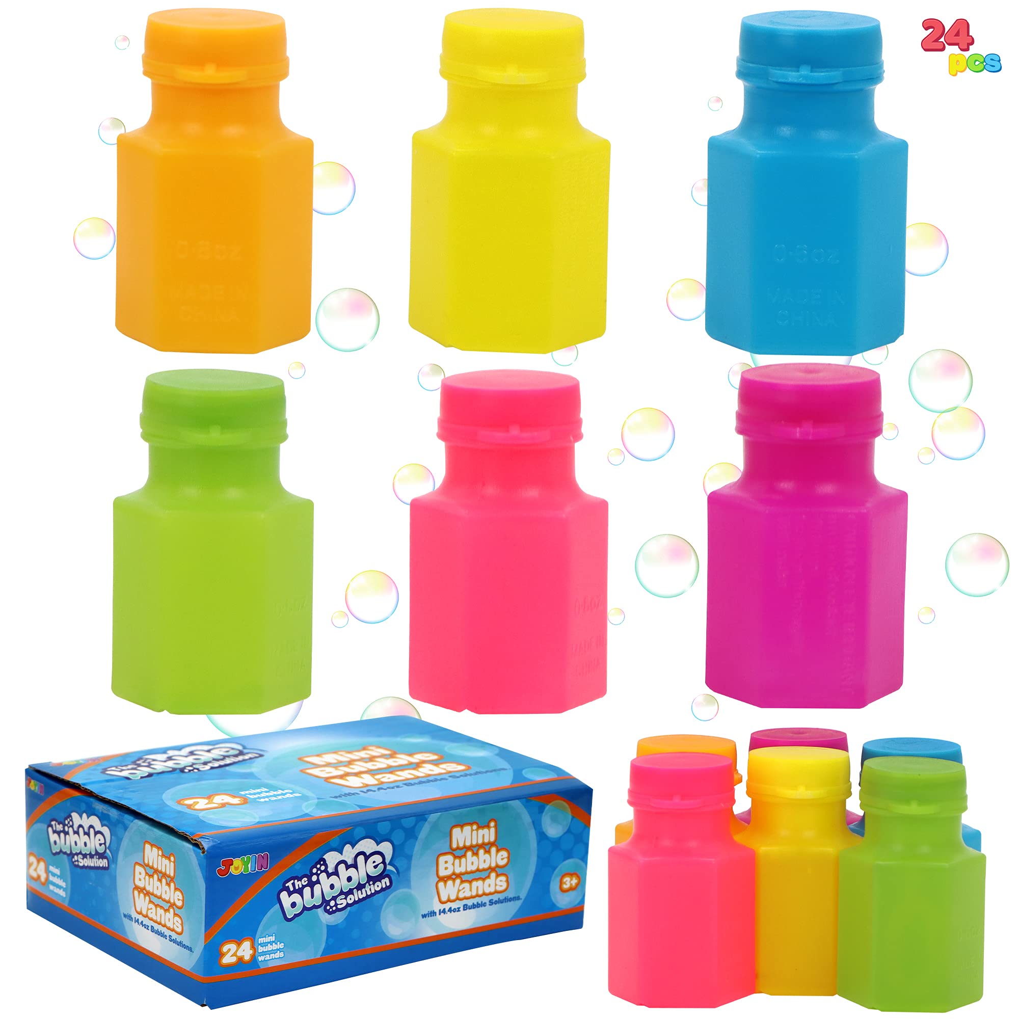 JOYIN 24-Pack Mini Bubble Bottles with Wands – Party Favors for Kids