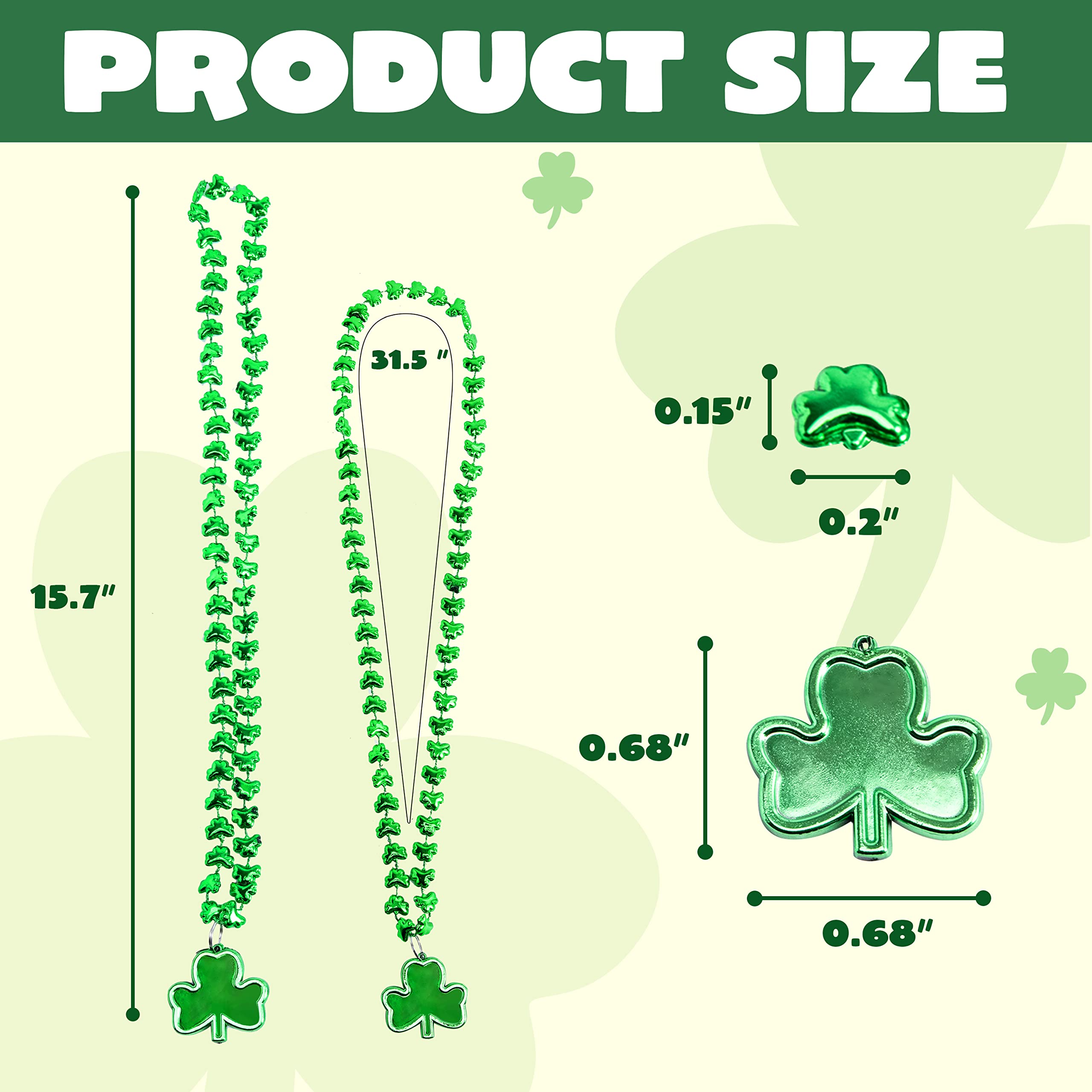 JOYIN 24 Pack St. Patrick's Day Shamrock Necklaces - Green Clover Bead Necklace Party Favors
