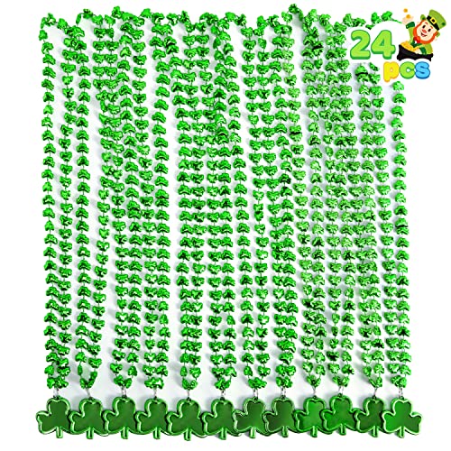 JOYIN 24 Pack St. Patrick's Day Shamrock Necklaces - Green Clover Bead Necklace Party Favors