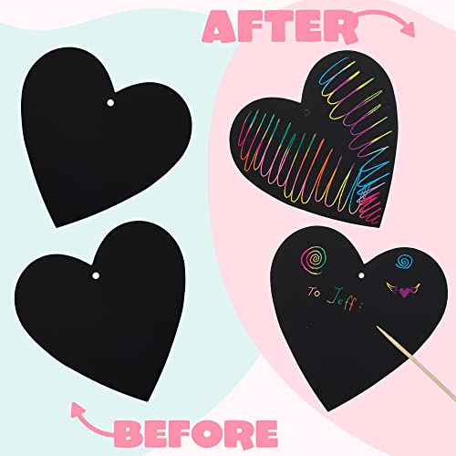 JOYIN 24 Pack Valentine Scratch Heart Cards with Envelopes – Fun DIY Craft for Kids Classroom Exchange