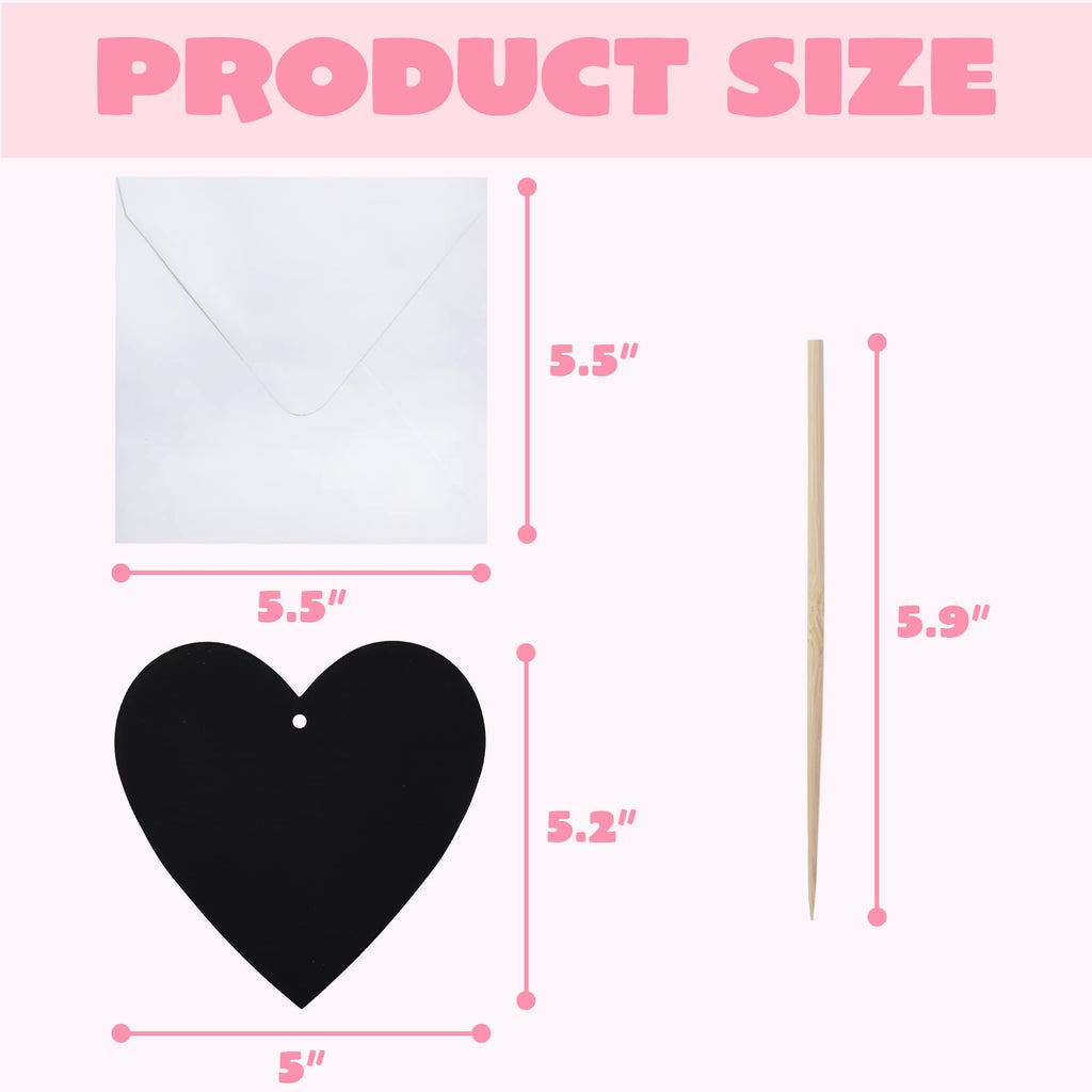 JOYIN 24 Pack Valentine Scratch Heart Cards with Envelopes – Fun DIY Craft for Kids Classroom Exchange