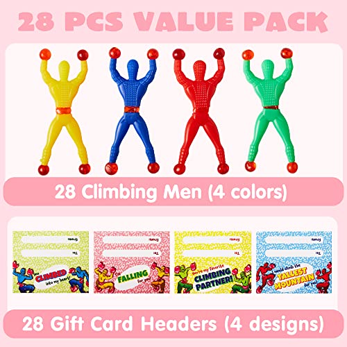 JOYIN 28 PCS Valentine's Day Sticky Wall Climbing Men with Cards, Party Favors for Kids, Classroom Exchange Prizes