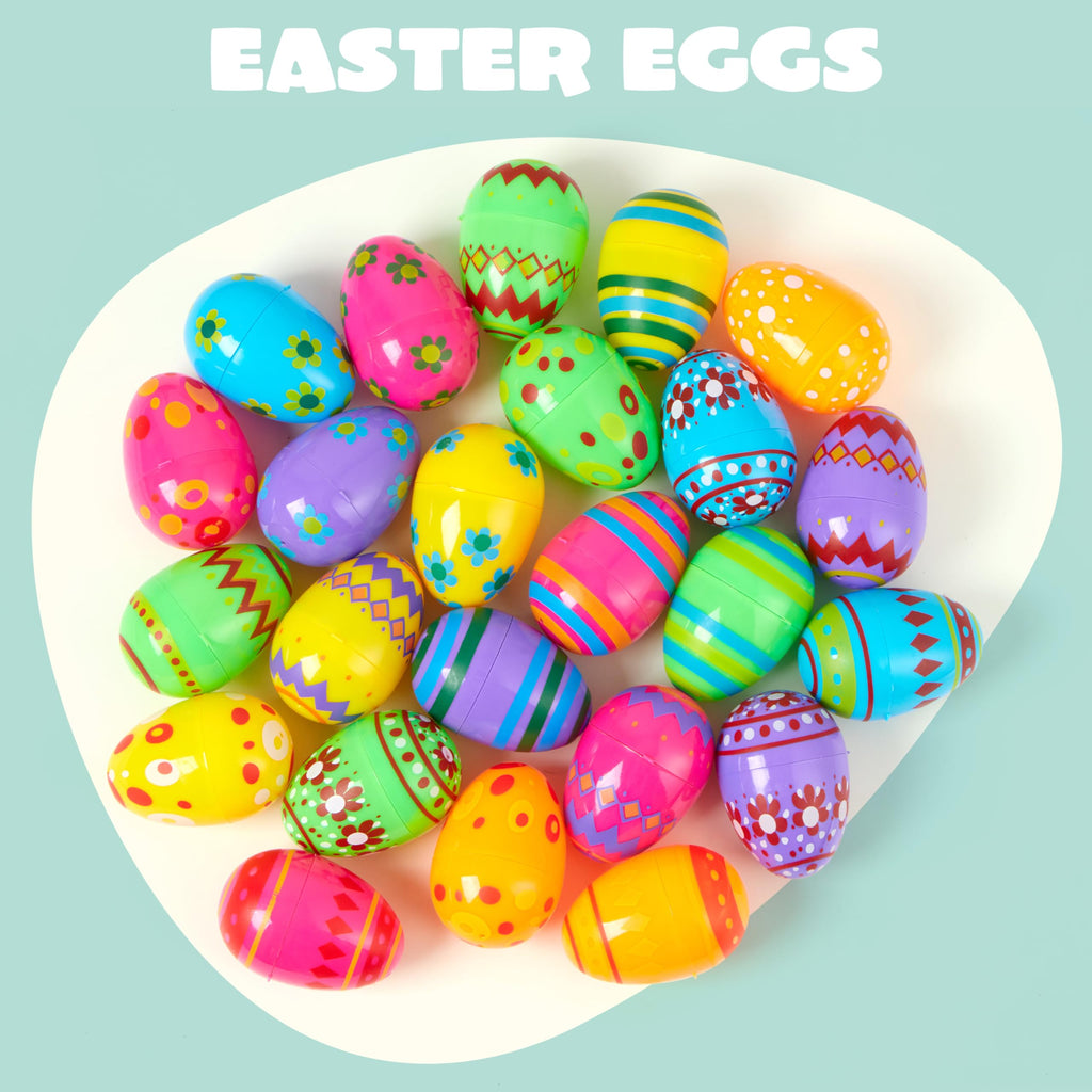 JOYIN 3.15-Inch Plastic Eggs - 30 Piece Set for Easter Egg Hunts & Party Fillers