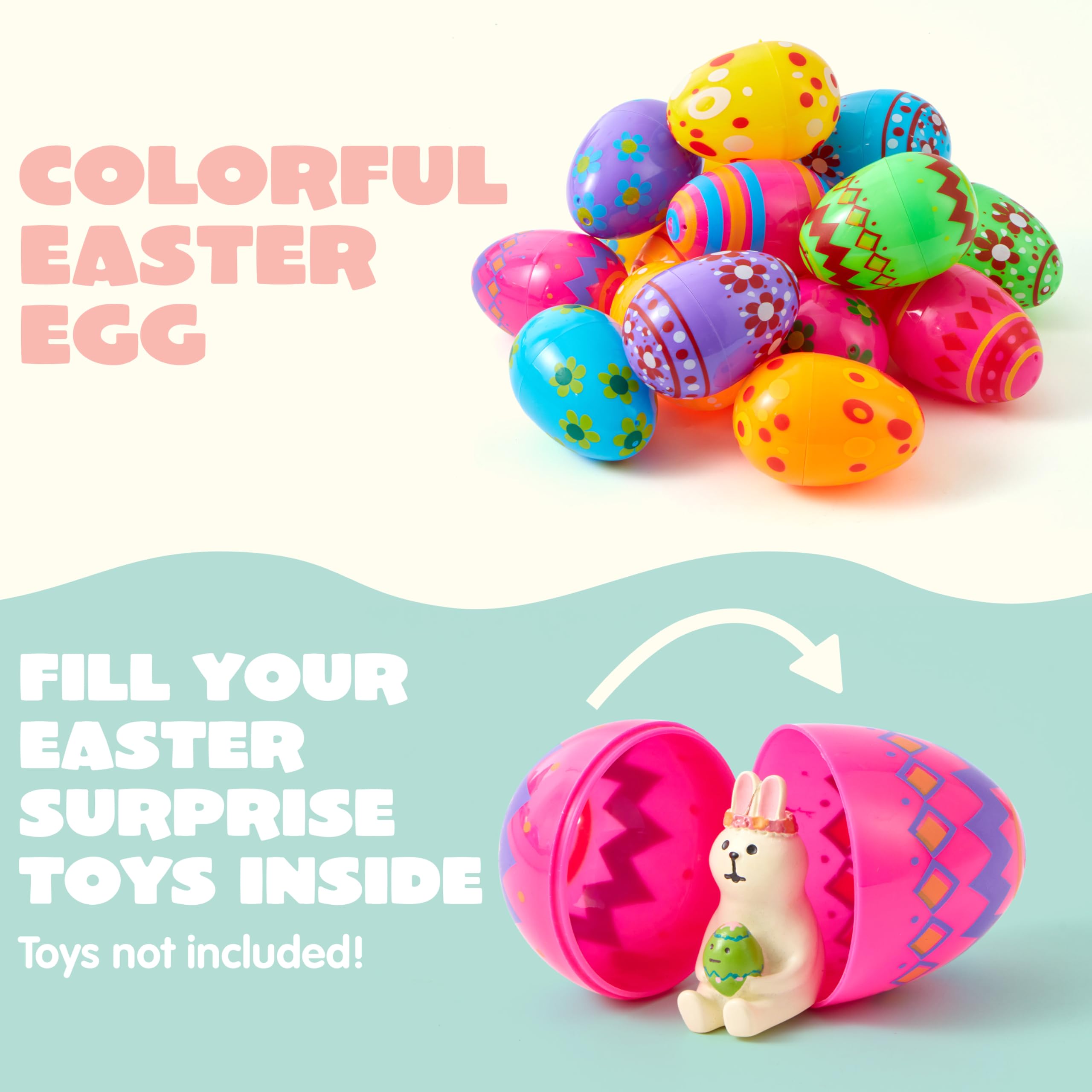 JOYIN 3.15-Inch Plastic Eggs - 30 Piece Set for Easter Egg Hunts & Party Fillers