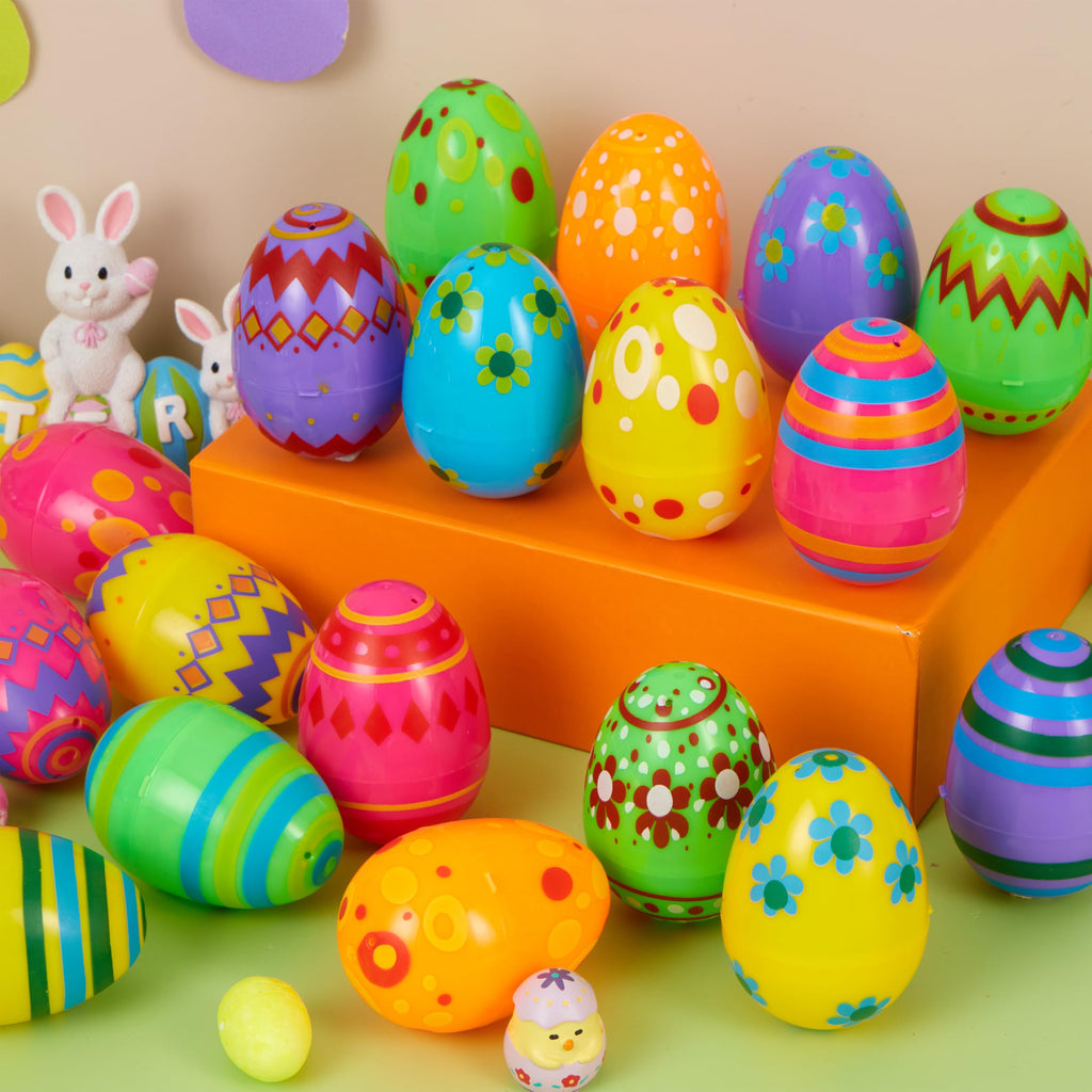 JOYIN 3.15-Inch Plastic Eggs - 30 Piece Set for Easter Egg Hunts & Party Fillers