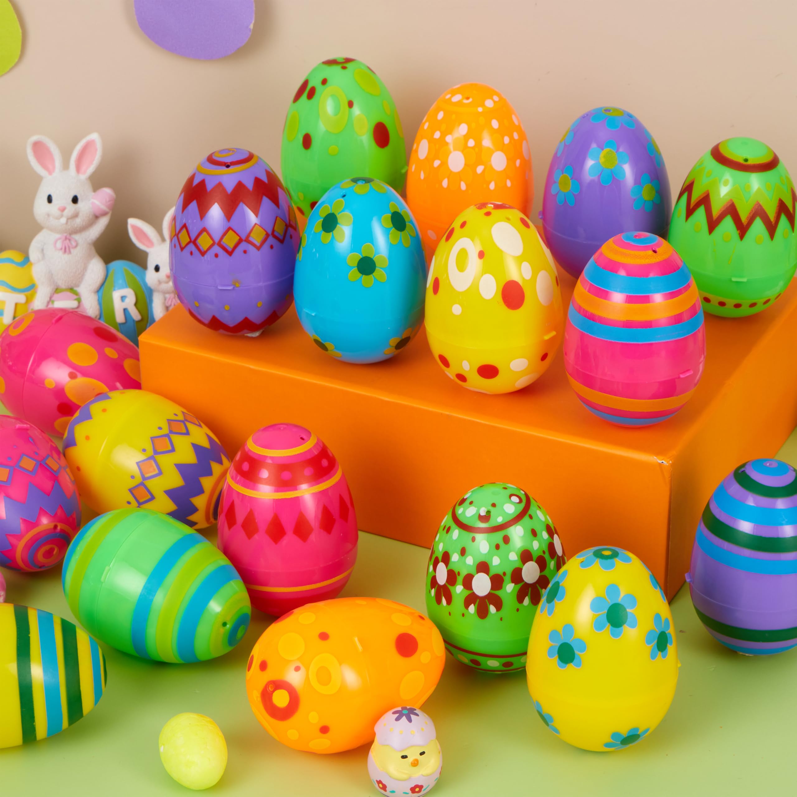 JOYIN 3.15-Inch Plastic Eggs - 30 Piece Set for Easter Egg Hunts & Party Fillers