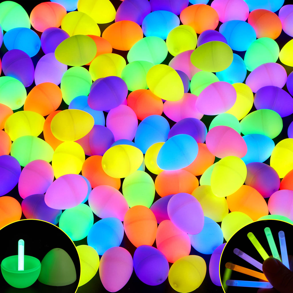 JOYIN 35 Easter Eggs with 35 Mini Glow Sticks for Kids - Glow in the Dark Egg Hunt Set