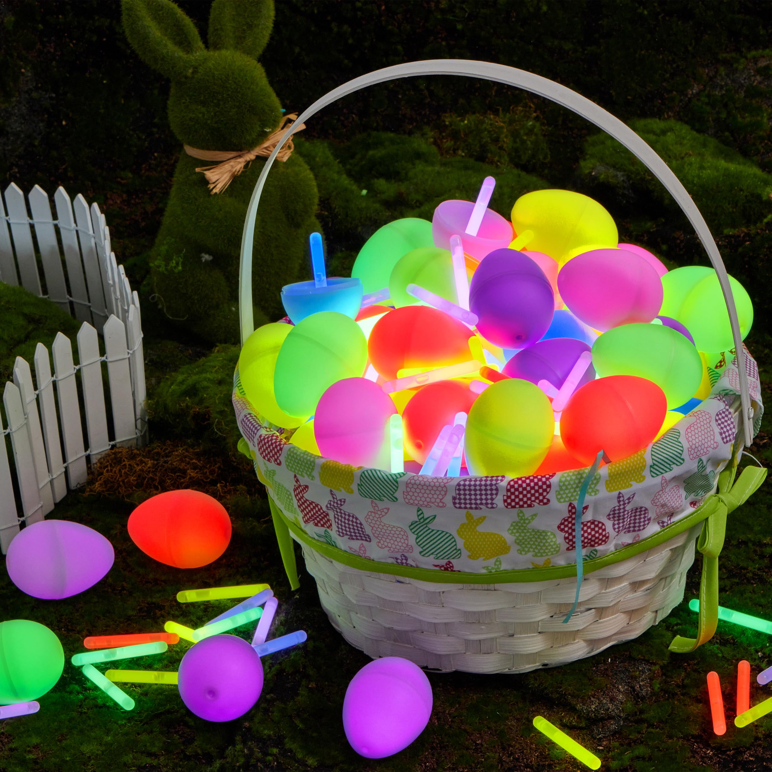 JOYIN 35 Easter Eggs with 35 Mini Glow Sticks for Kids - Glow in the Dark Egg Hunt Set