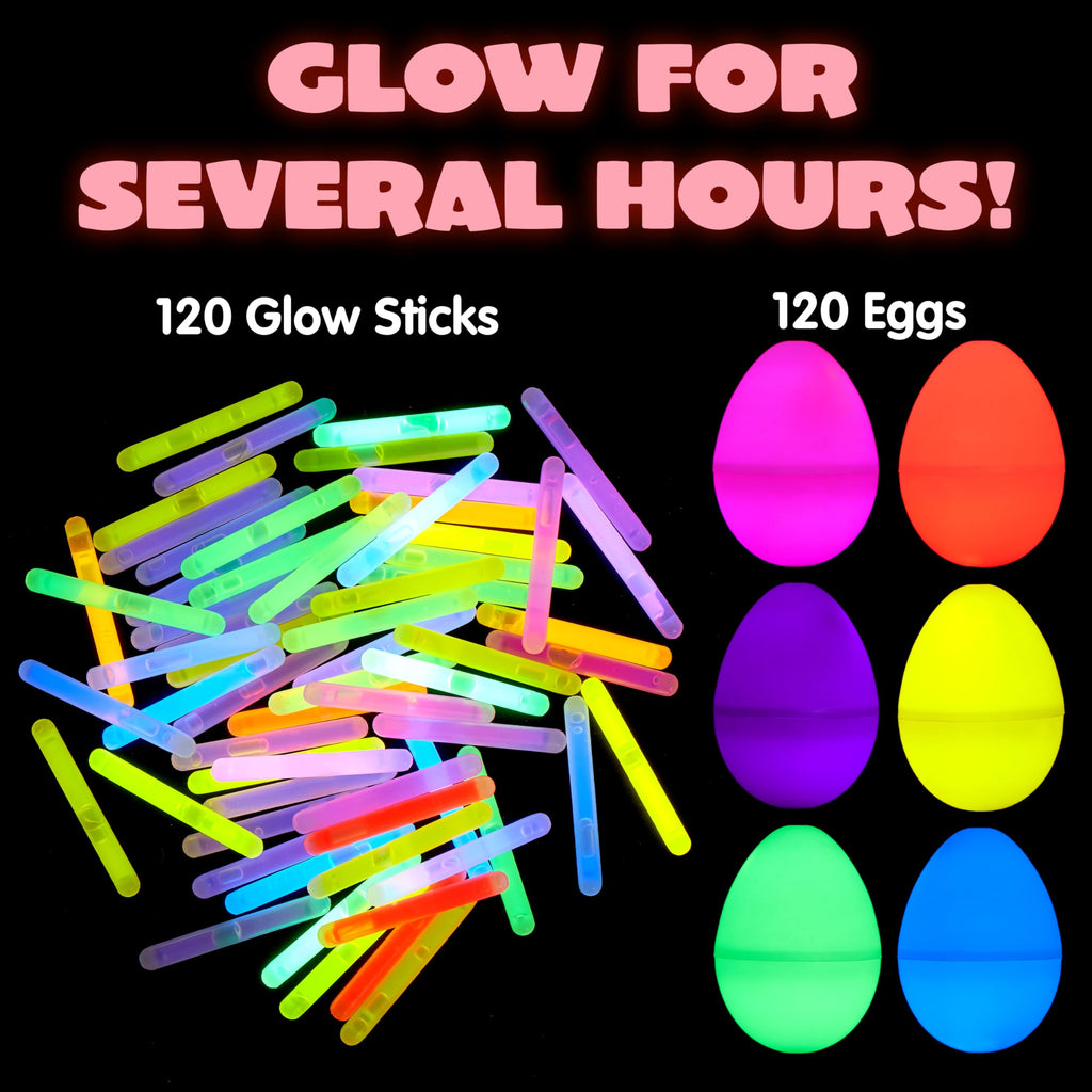 JOYIN 35 Easter Eggs with 35 Mini Glow Sticks for Kids - Glow in the Dark Egg Hunt Set