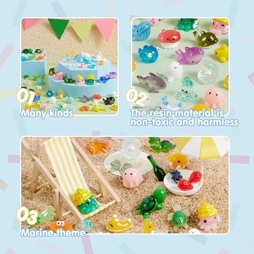 JOYIN 50-Piece Mini Ocean Resin Animals Set – Sea Creatures for Crafts, Slime, Aquarium Decor, and Party Favors