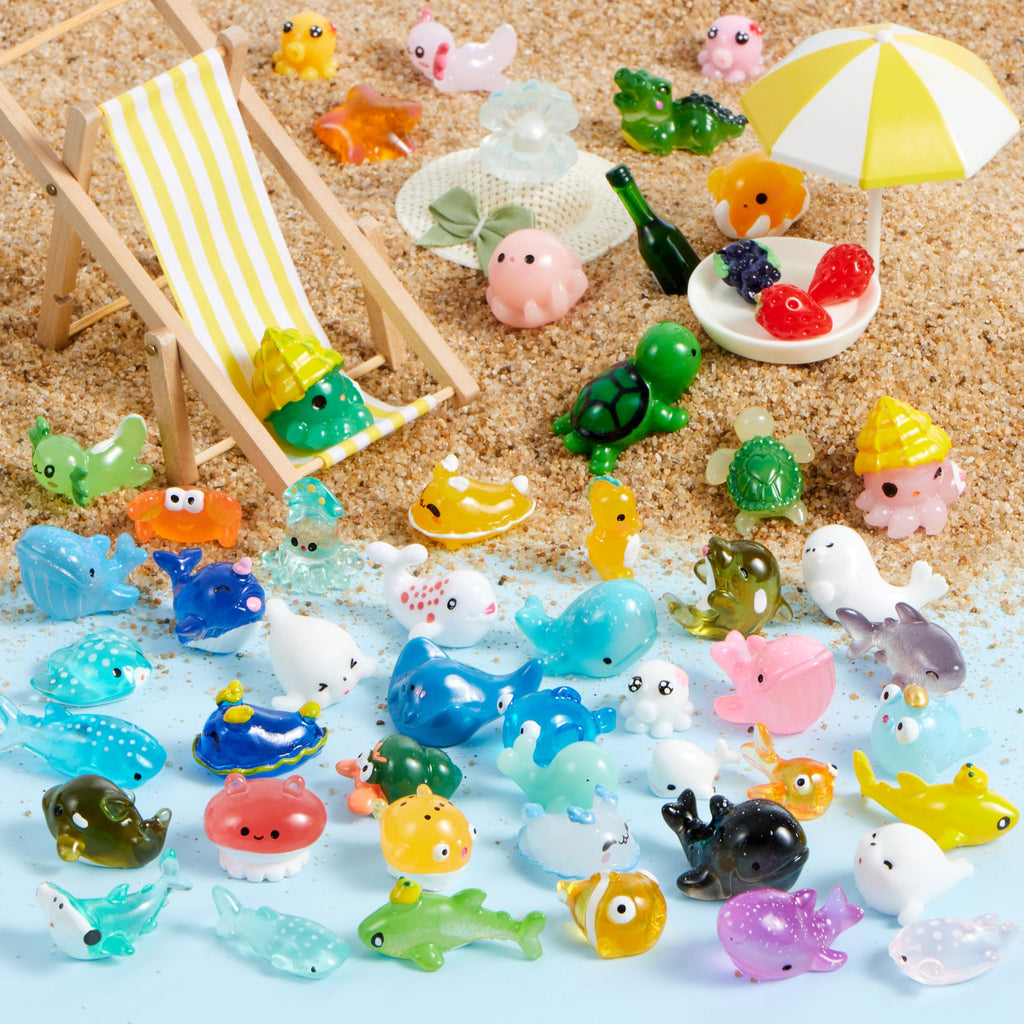 JOYIN 50-Piece Mini Ocean Resin Animals Set – Sea Creatures for Crafts, Slime, Aquarium Decor, and Party Favors