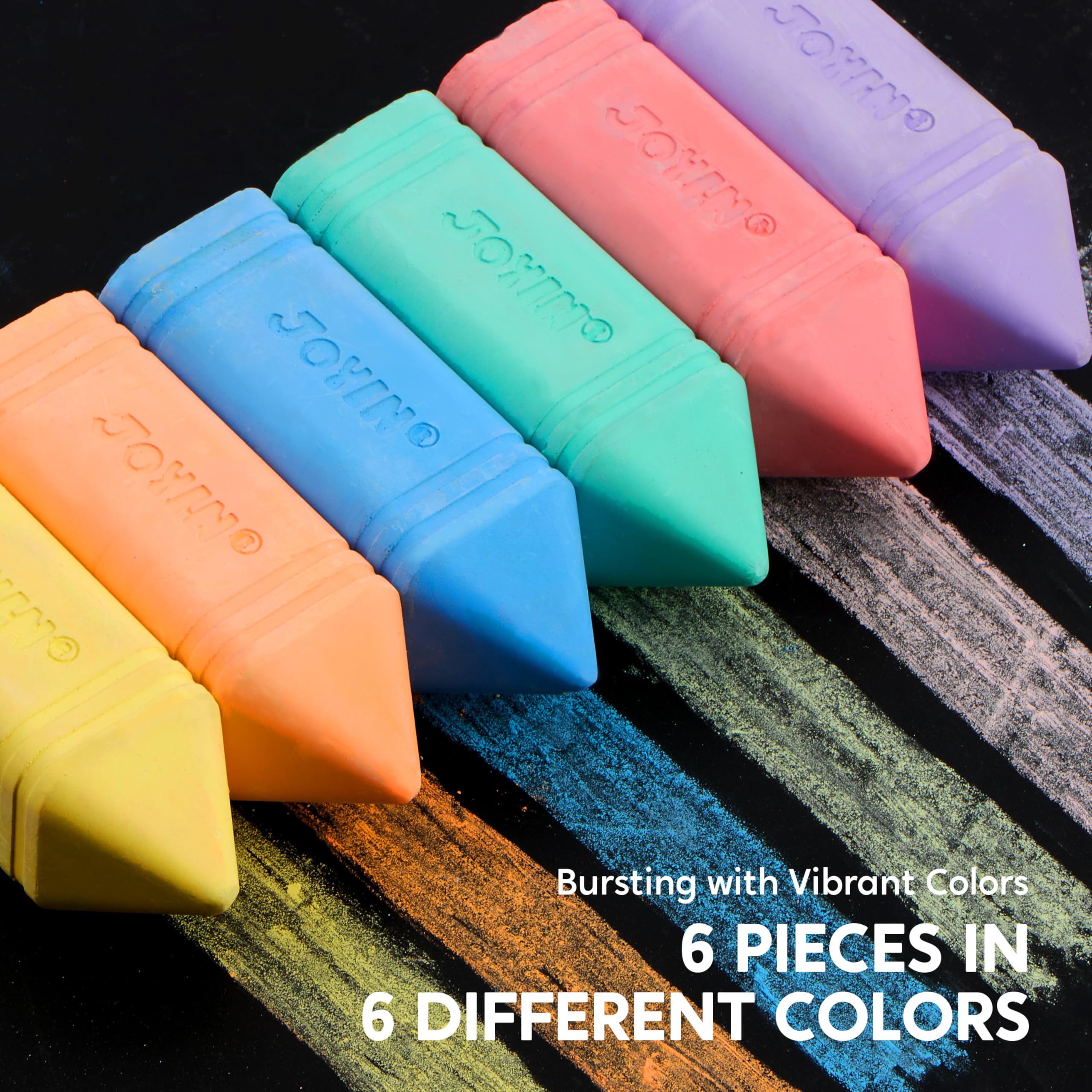 JOYIN 6-Piece Jumbo Sidewalk Chalk Set – Washable, Non-Toxic, 6 Vibrant Colors for Kids
