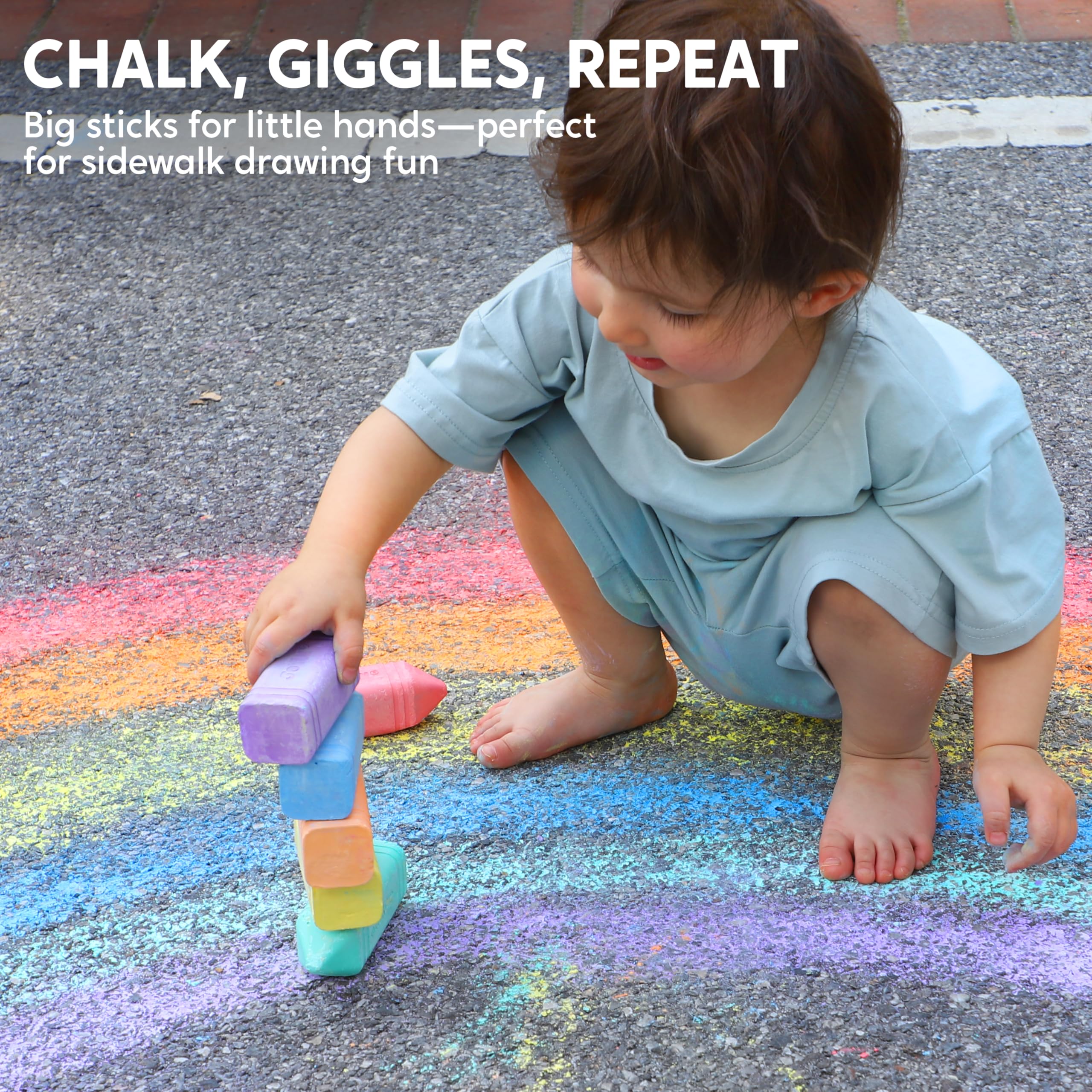 JOYIN 6-Piece Jumbo Sidewalk Chalk Set – Washable, Non-Toxic, 6 Vibrant Colors for Kids