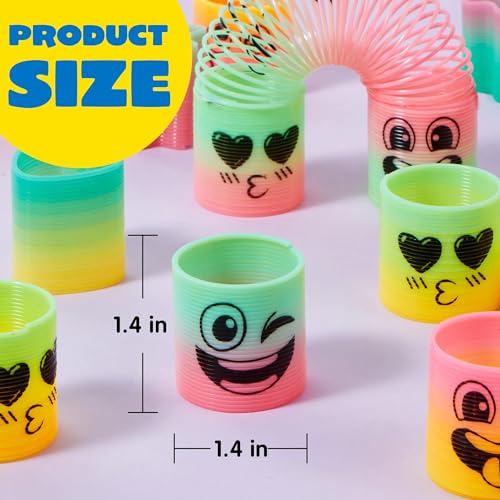 JOYIN 60 Pcs Spring Rainbow Party Favor - Mini Plastic Coil Spring Toy for Stress Relief & Goodie Bags
