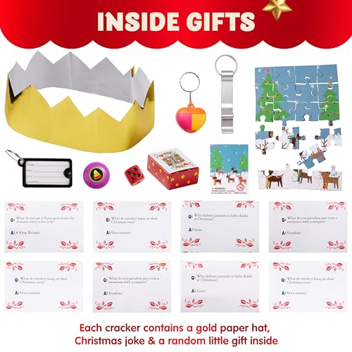 JOYIN 8-Piece Christmas No-Snap Party Favor Set – Nutcracker Style with Hats, Jokes, and Surprise Toys