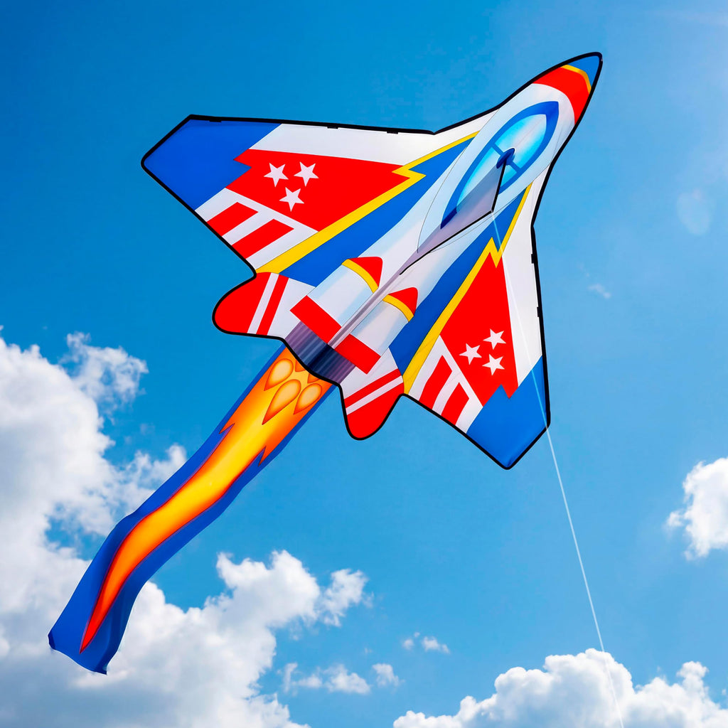 JOYIN Blue Fighter Jet Kite 51x40 Inches – Easy to Fly for Kids and Adults