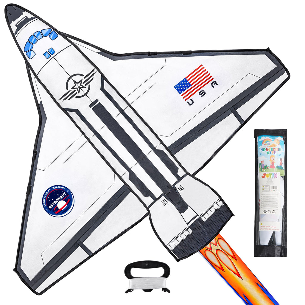 JOYIN Easy-to-Fly Spaceship Kite – Large 51.2" Nylon Kite with Fire Tail for Kids & Adults