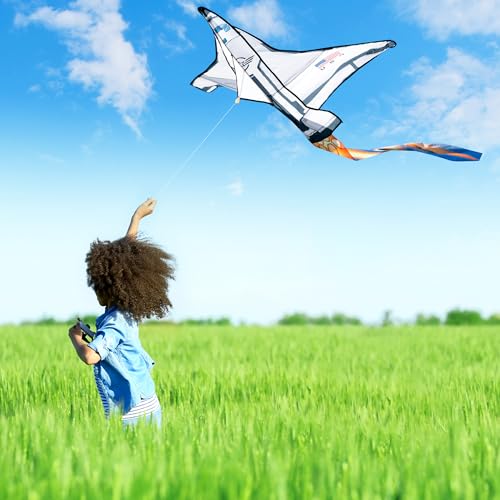 JOYIN Easy-to-Fly Spaceship Kite – Large 51.2" Nylon Kite with Fire Tail for Kids & Adults
