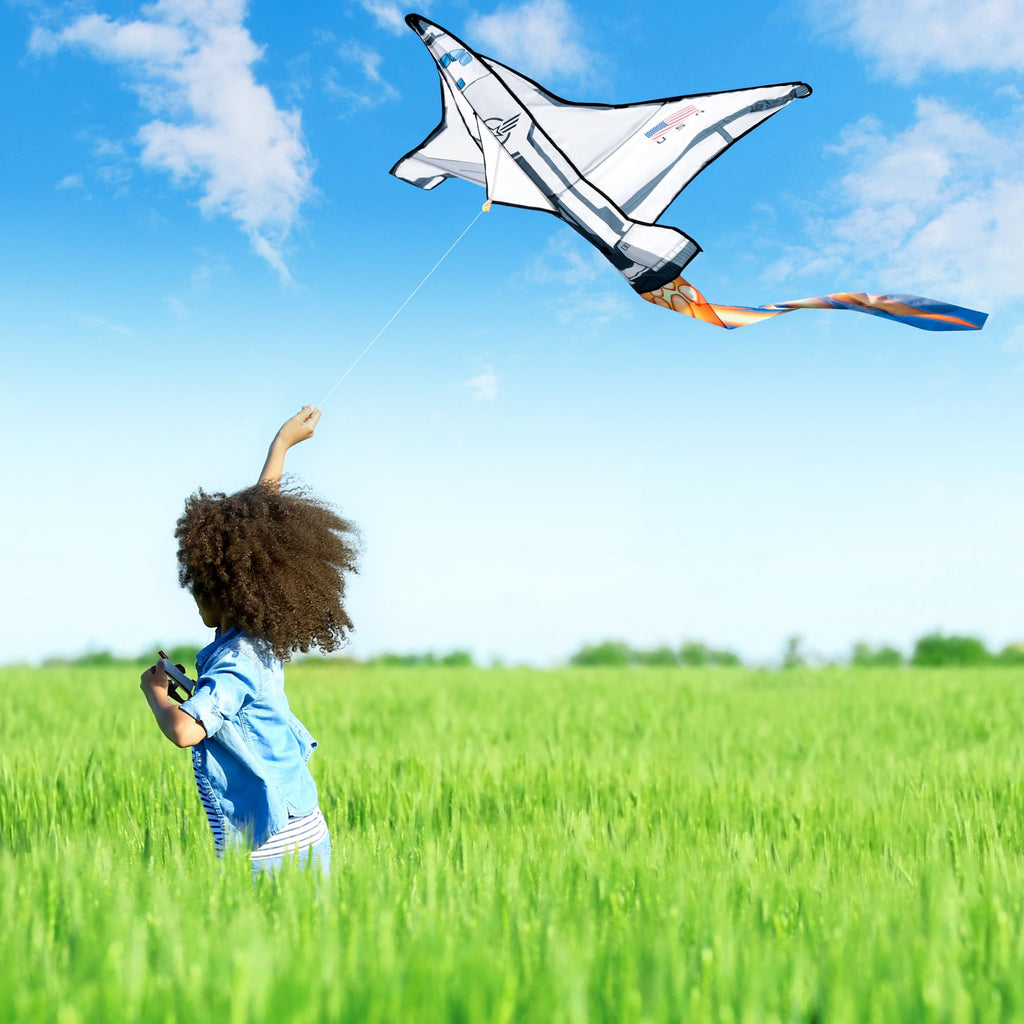 JOYIN Easy-to-Fly Spaceship Kite – Large 51.2" Nylon Kite with Fire Tail for Kids & Adults