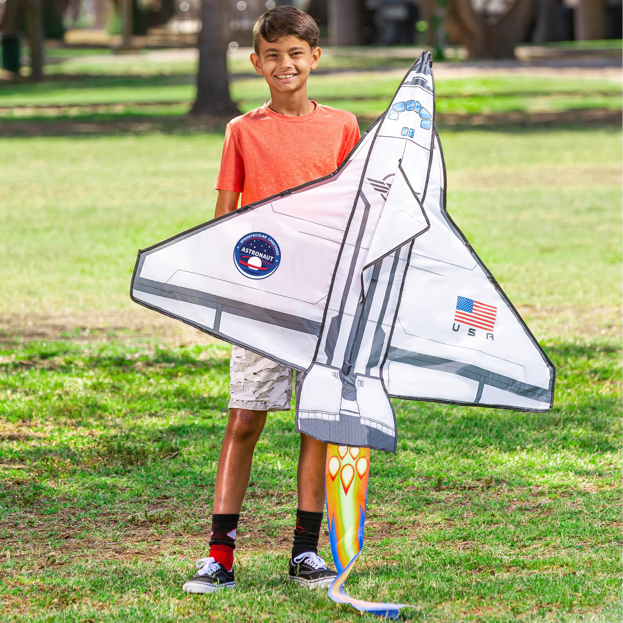 JOYIN Easy-to-Fly Spaceship Kite – Large 51.2" Nylon Kite with Fire Tail for Kids & Adults