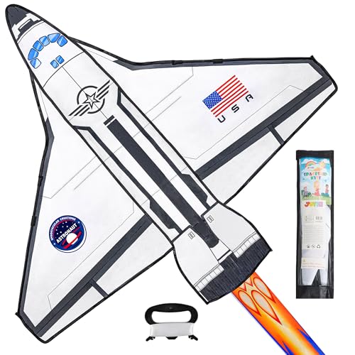 JOYIN Easy-to-Fly Spaceship Kite – Large 51.2" Nylon Kite with Fire Tail for Kids & Adults
