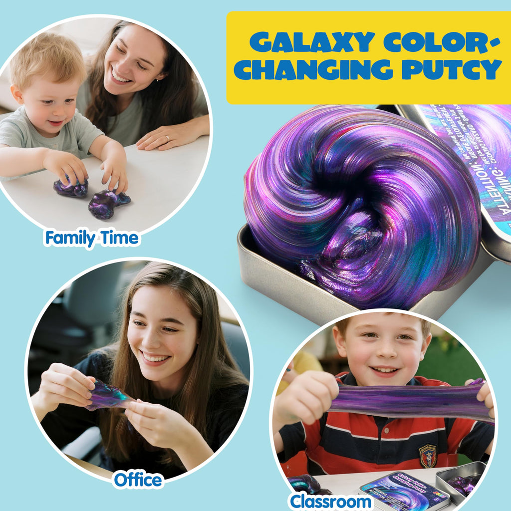 JOYIN Galaxy Color-Changing Putty 4.23oz - Magic Light-Activated Slime for Stress Relief and Sensory Play