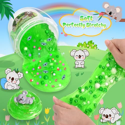 Joytry Koala Slime Kit – 10oz Vibrant Green Clear Slime Bucket with Add-Ins for Ages 8-12