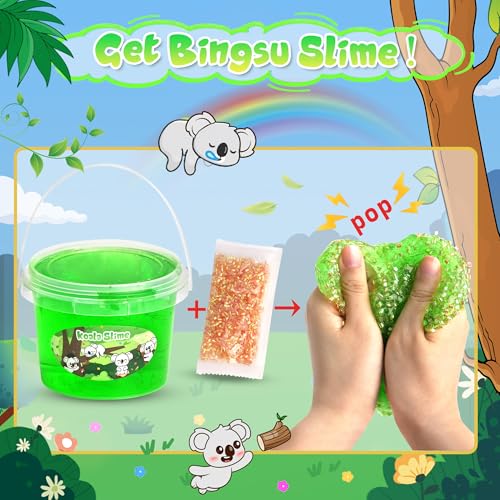 Joytry Koala Slime Kit – 10oz Vibrant Green Clear Slime Bucket with Add-Ins for Ages 8-12