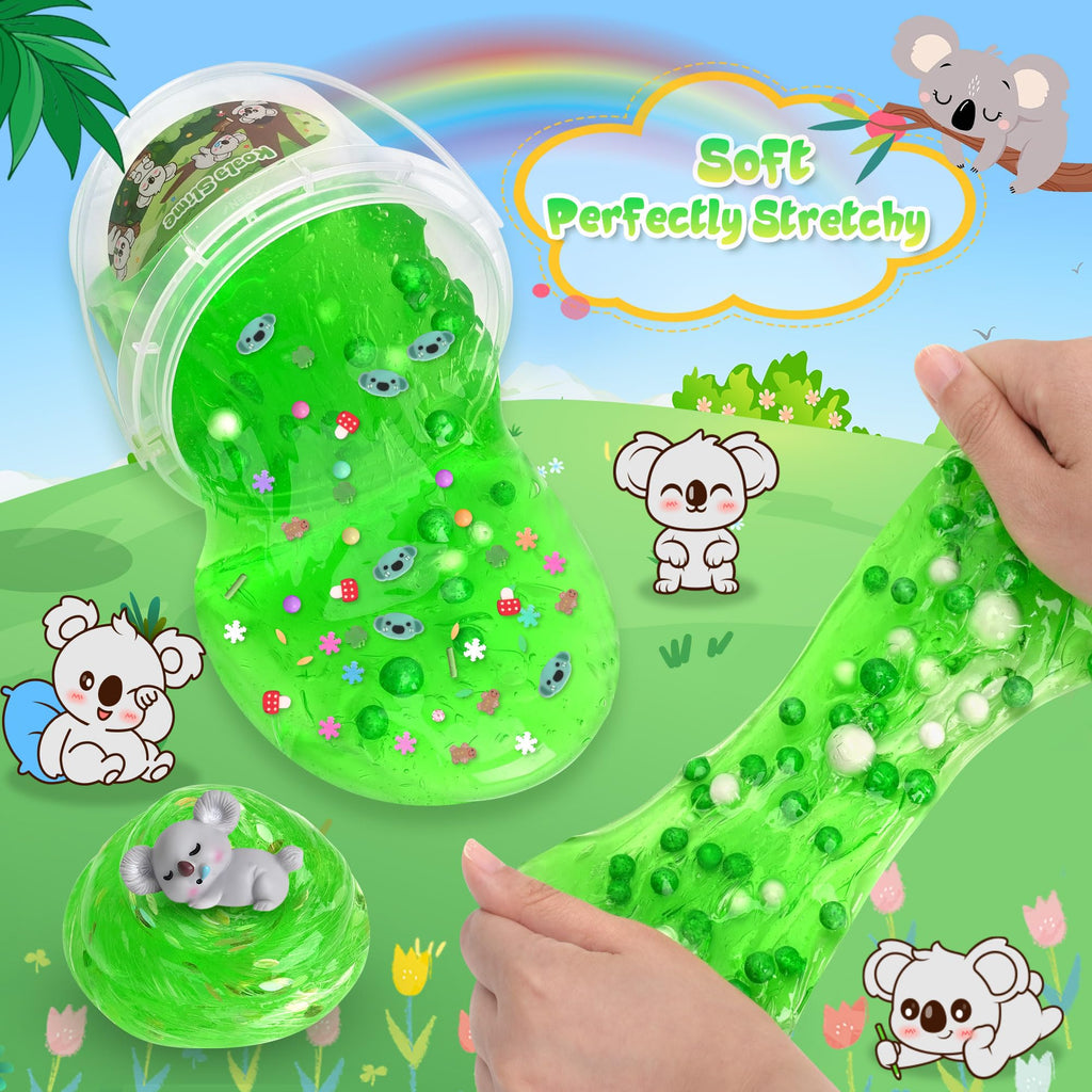 Joytry Koala Slime Kit – 10oz Vibrant Green Clear Slime Bucket with Add-Ins for Ages 8-12