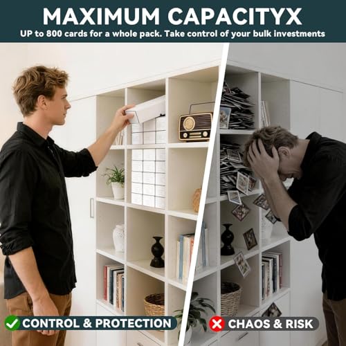 JPPSUJJ 6-Pack Trading Card Storage Box – Heavy Duty Corrugated Cardboard, Holds 1000 Cards Each, 12.8 Inch Horizontal, White