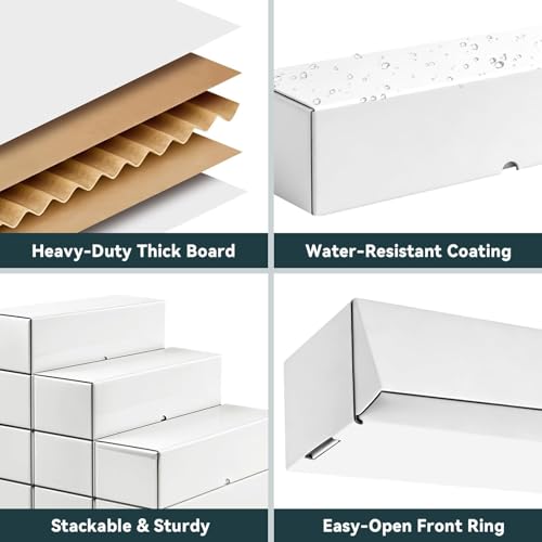 JPPSUJJ 6-Pack Trading Card Storage Box – Heavy Duty Corrugated Cardboard, Holds 1000 Cards Each, 12.8 Inch Horizontal, White