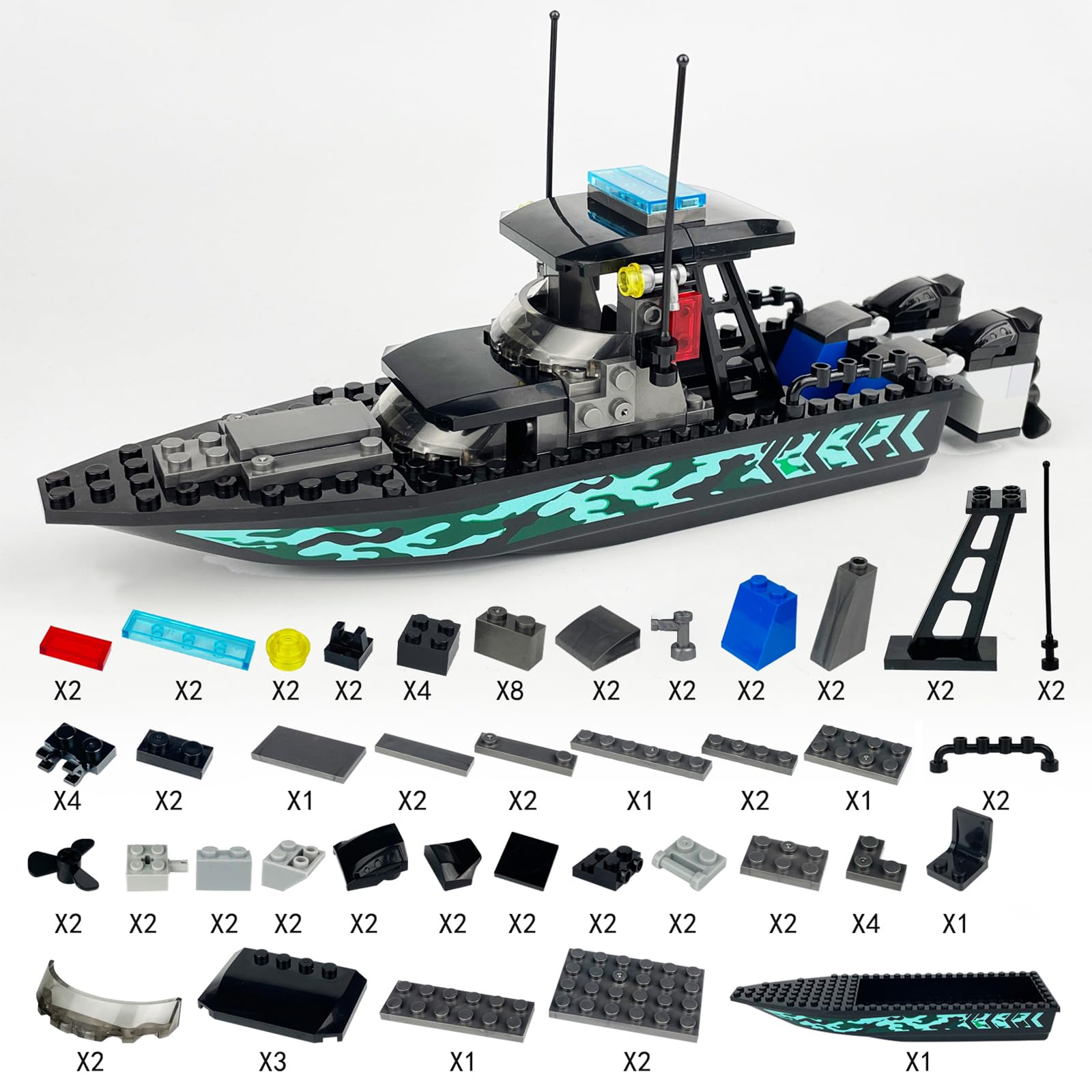 JQARCH Boat Building Blocks Set – 4 Floating Models, 100+ Pieces Each, Ages 6+