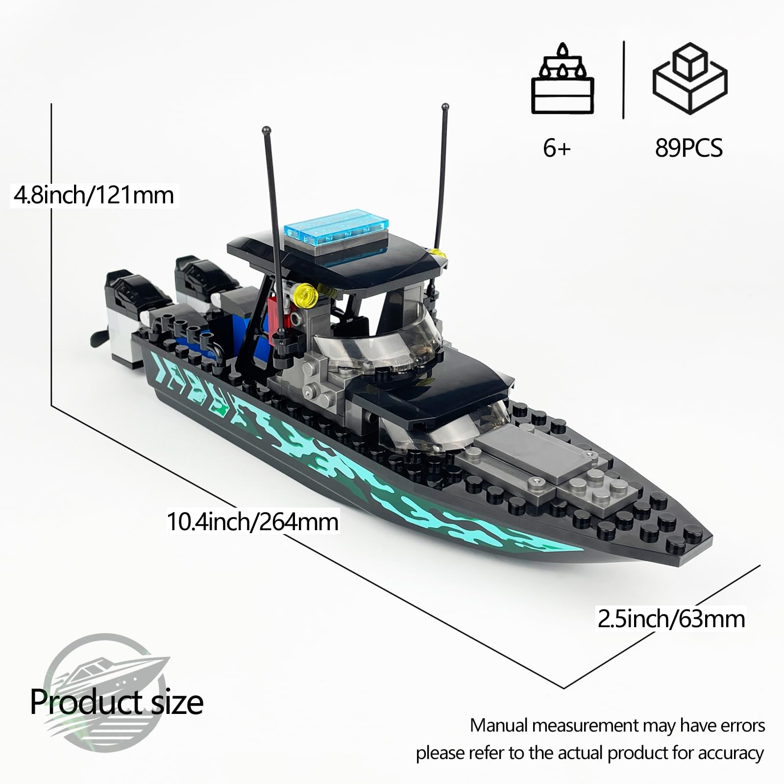 JQARCH Boat Building Blocks Set – 4 Floating Models, 100+ Pieces Each, Ages 6+