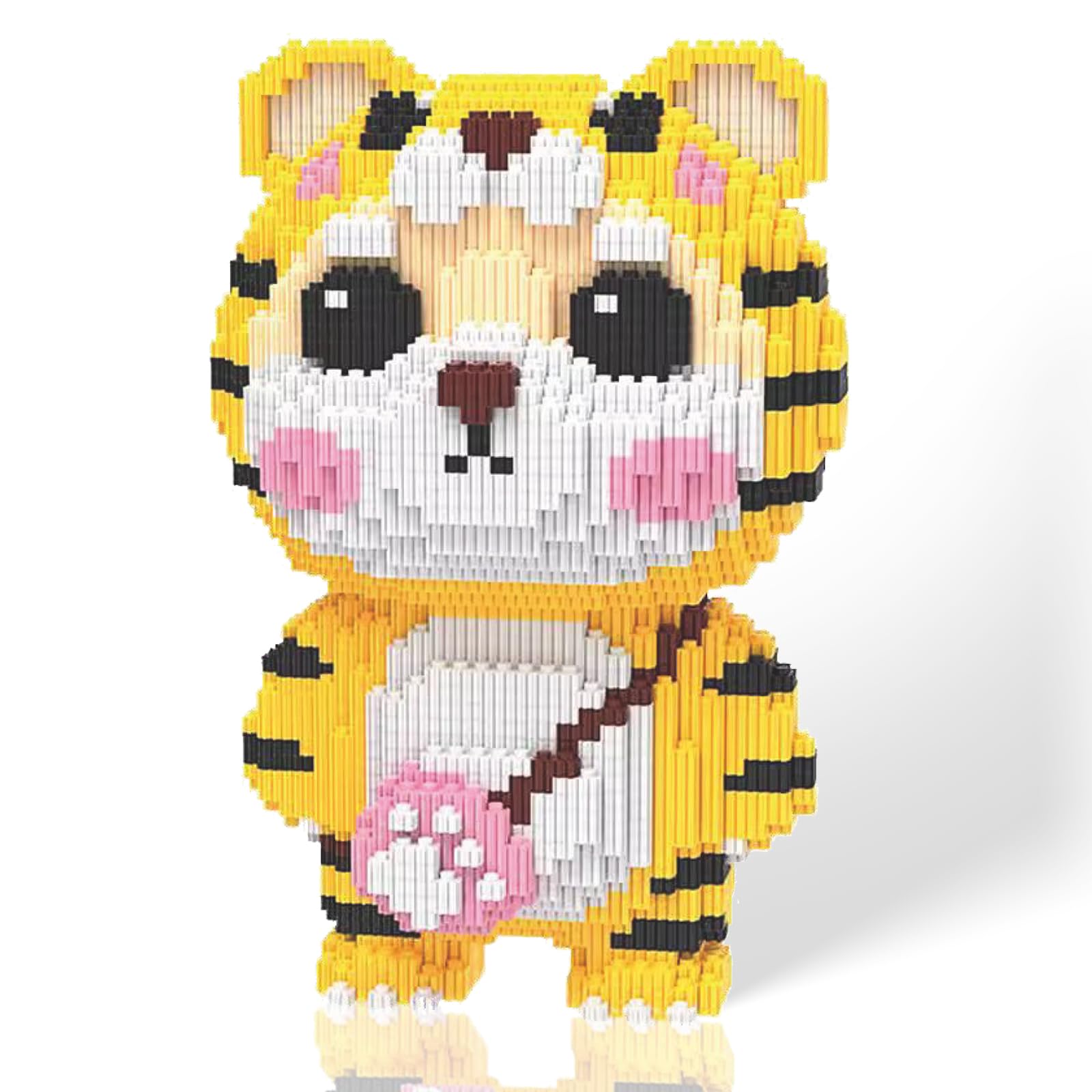 JQARCH Micro Tiger Building Blocks Set – 2000-Piece Pixel Art Model, 4x8x12 Inches, Compatible with Lego, STEM Gift for Ages 8+
