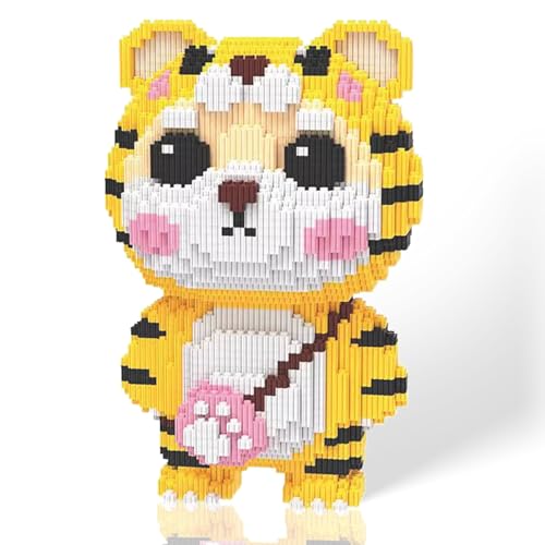 JQARCH Micro Tiger Building Blocks Set – 2000-Piece Pixel Art Model, 4x8x12 Inches, Compatible with Lego, STEM Gift for Ages 8+