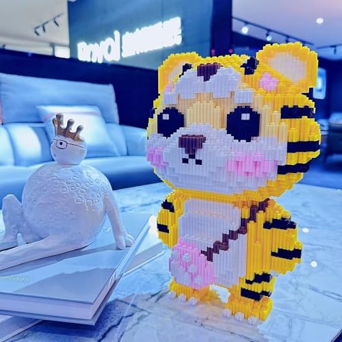 JQARCH Micro Tiger Building Blocks Set – 2000-Piece Pixel Art Model, 4x8x12 Inches, Compatible with Lego, STEM Gift for Ages 8+