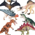 JR PARK Dinosaur Transport Truck Playset with 6 Realistic Figures – T-Rex, Pterodactyl, Velociraptor, Stegosaurus for Kids Ages 3-7