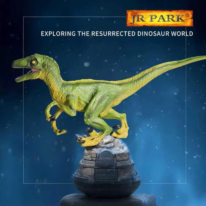 JR PARK Large Velociraptor Figure - 15.6 Inch Realistic Dinosaur Toy with Movable Jaw for Collectors and Kids