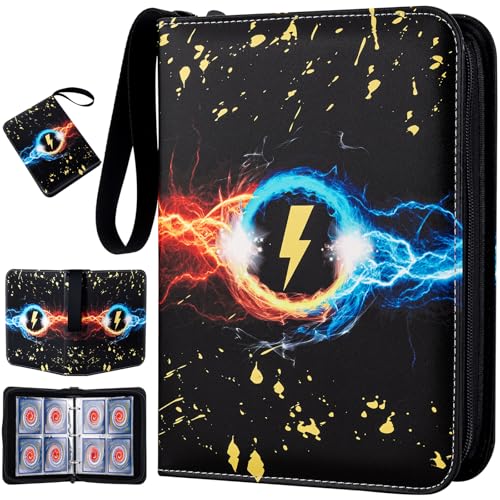 Jravkfi 400-Pocket Trading Card Binder – 4 Pocket Zipper Album with 50 Removable Sleeves (Black)
