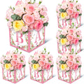 Jremreo 6-Pack Pink Floral Baby Shower Centerpiece Boxes with 'BABY' Letters – 7x7x7 Inch Cardboard Decor for Girl Baby Showers and Gender Reveal Parties
