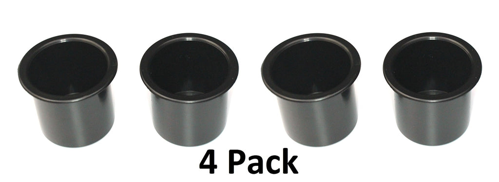 JSP Manufacturing 4-Pack Black Plastic Drop-In Cup Holders for Poker Tables, Boats, RVs
