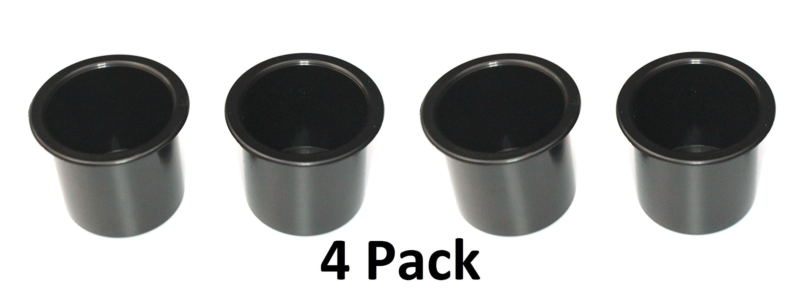 JSP Manufacturing 4-Pack Black Plastic Drop-In Cup Holders for Poker Tables, Boats, RVs