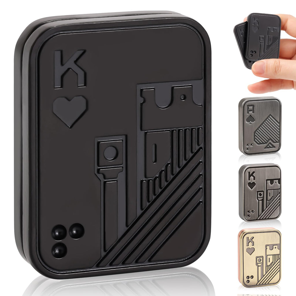 JUDIXY King Fidget Slider Metal Poker Push Card - Stress Relief ADHD Toy for Adults (Black K)