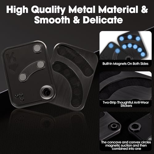 JUDIXY King Fidget Slider Metal Poker Push Card - Stress Relief ADHD Toy for Adults (Black K)