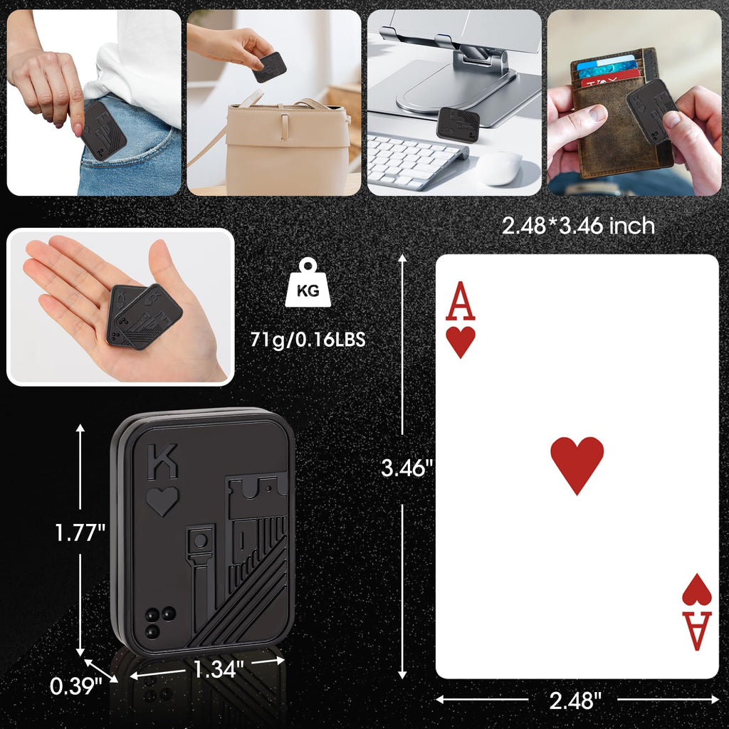 JUDIXY King Fidget Slider Metal Poker Push Card - Stress Relief ADHD Toy for Adults (Black K)