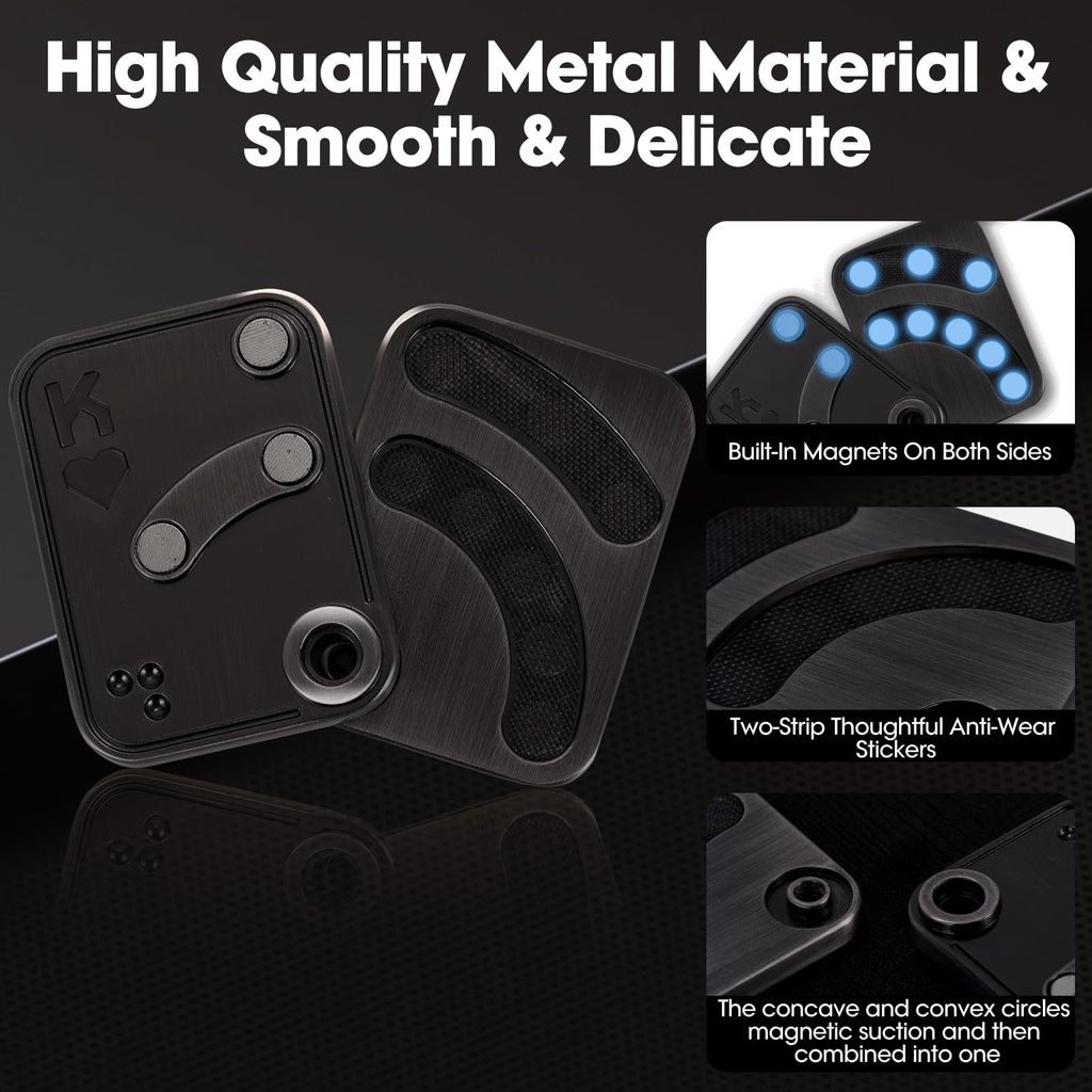 JUDIXY King Fidget Slider Metal Poker Push Card - Stress Relief ADHD Toy for Adults (Black K)