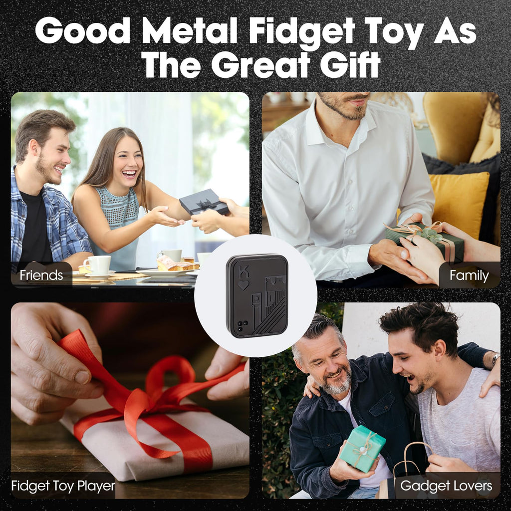 JUDIXY King Fidget Slider Metal Poker Push Card - Stress Relief ADHD Toy for Adults (Black K)